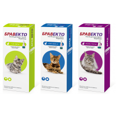 Bravecto Spot-on-капли на холку для кошек от клещей и блох Bravecto Spot-on-капли на холку для кошек от клещей и блох