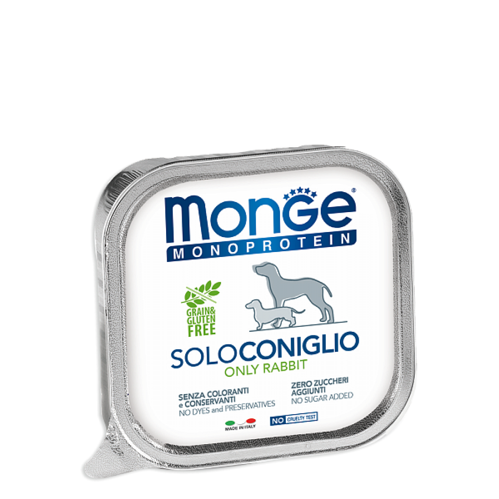Monge Dog Monoprotein SoloConiglio - паштет консервы для собак (кролик 150 г) Monge Dog Monoprotein SoloConiglio - паштет консервы для собак (кролик 150 г)