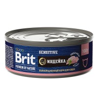 Brit Premium by Nature консервы с индейкой для кошек с чувствительным пищеварением