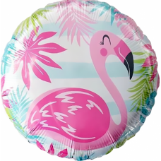 Шар фольгированный  Розовый фламинго круг 46см