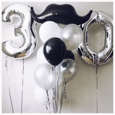 Композиция из воздушных шаров с гелием  30 лет с усами