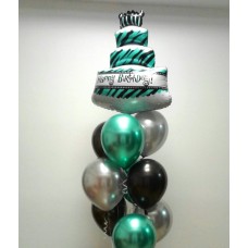 Композиция из воздушных шаров с гелием  День рождения Торт / хром