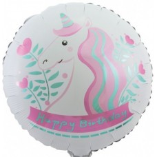 Шар Единорог Happy Birthday, диаметр 46см