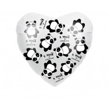 Шар фольгированный сердце  Я тебя люблю панды, 46 см