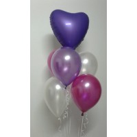 Композиция из гелиевых шаров Фонтан с сердцем