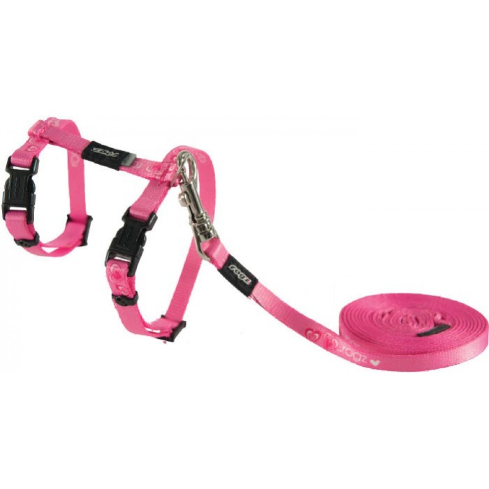 Rogz Шлейка + поводок KibbyCat XS расцвет Pink Hearts, 1,8 м.*19,8-30 см. (арт. RCLJ207P) Rogz Шлейка + поводок KibbyCat XS расцвет Pink Hearts, 1,8 м.*19,8-30 см. (арт. RCLJ207P)