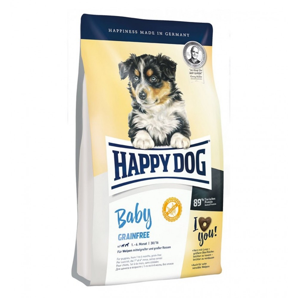 Happy Dog Baby Grainfree - корм для щенков средних и крупных пород до 6 мес. птица, ягненок, говядина, картофель.