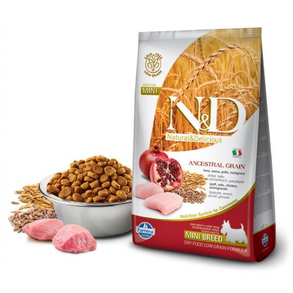 Farmina N&D Dog Mini Low Grain - корм для собак маленьких пород (курица с гранатом) Farmina N&D Dog Mini Low Grain - корм для собак маленьких пород (курица с гранатом)