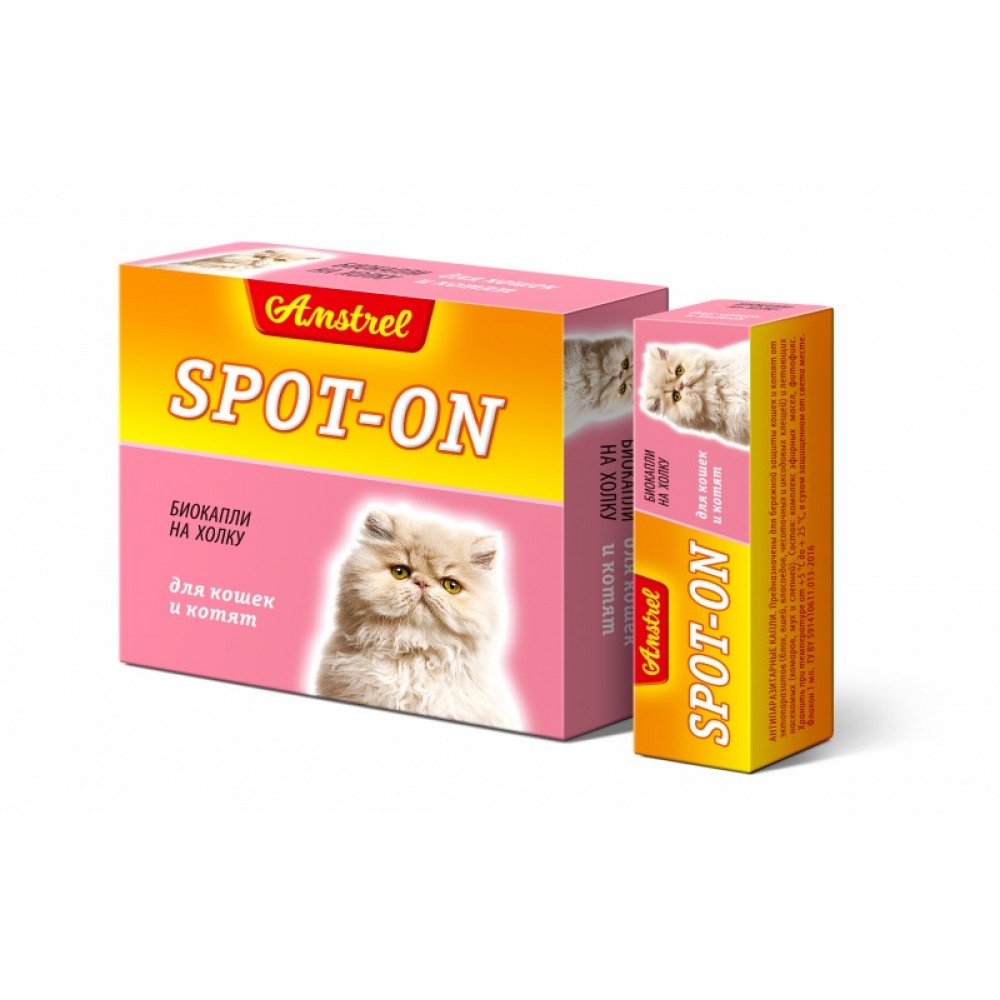 Биокапли антипаразитарные на холку Amstrel Spot-on для кошек и котят, 1 флакон/1 мл (арт. TYZ EVC038) Биокапли антипаразитарные на холку Amstrel Spot-on для кошек и котят, 1 флакон/1 мл (арт. TYZ EVC038)