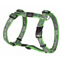 Rogz шлейка для собак нейлон Fancy dress XL расцветка Lime Bone 2,5 см.*60-100 см. (арт. RSJ02BL)