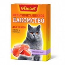 Amstrel Лакомство мультивитаминное для кошек Норвежский лосось 90 табл