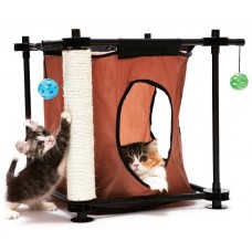Игровой комплекс с когтеточкой для кошек Тайное укрытие, 44x45x45 см, сизаль, Hideaway Kitty City