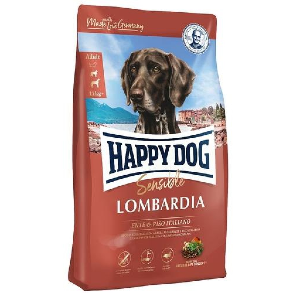 Happy Dog Sensible Lombardia - корм для взрослых собак с чувствительным пищеварением, утка и рис Happy Dog Sensible Lombardia - корм для взрослых собак с чувствительным пищеварением, утка и рис