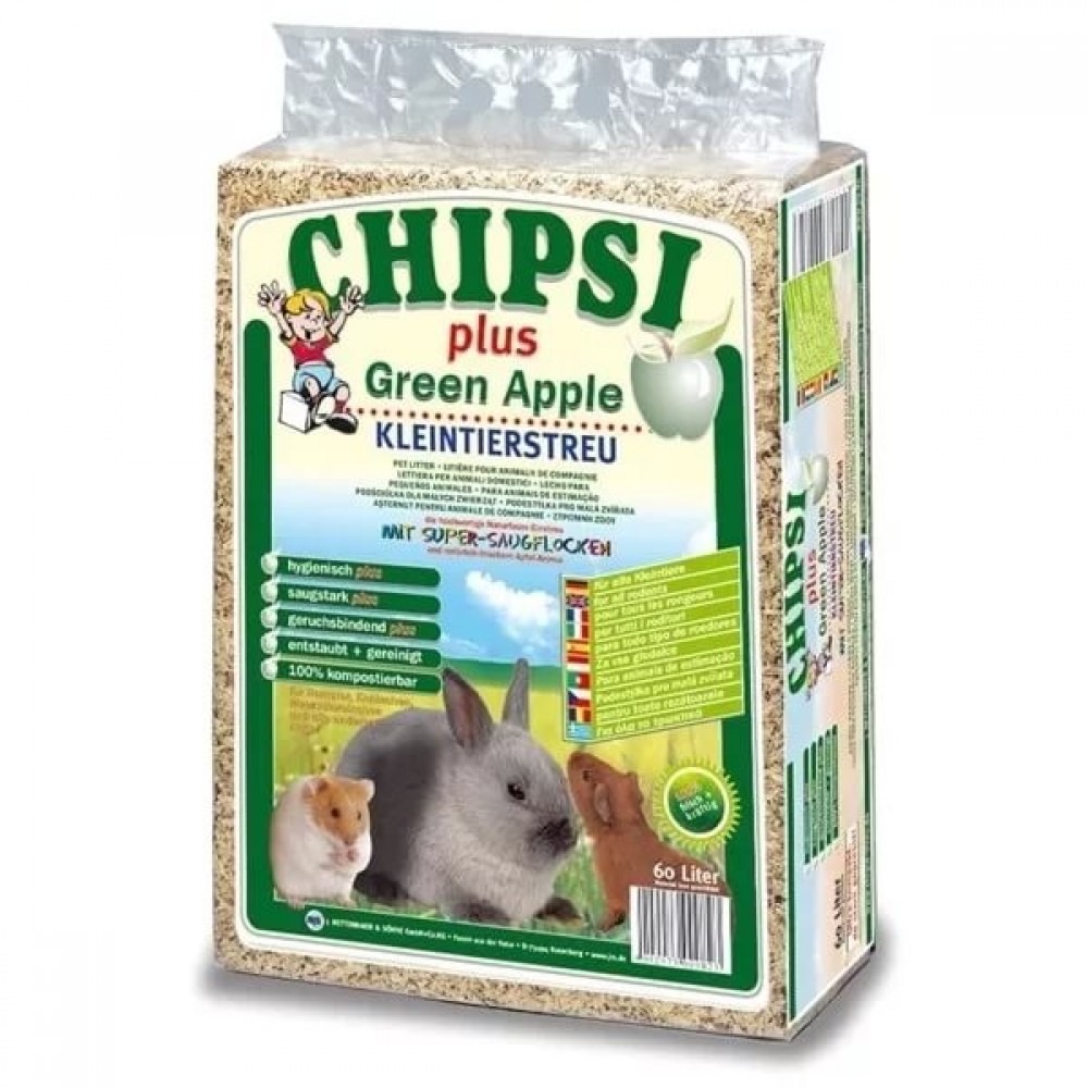 CAT'S BEST Опилки для грызунов CHIPSI-PLUS-GREEN-APPLE с запахом яблока CAT'S BEST Опилки для грызунов CHIPSI-PLUS-GREEN-APPLE с запахом яблока