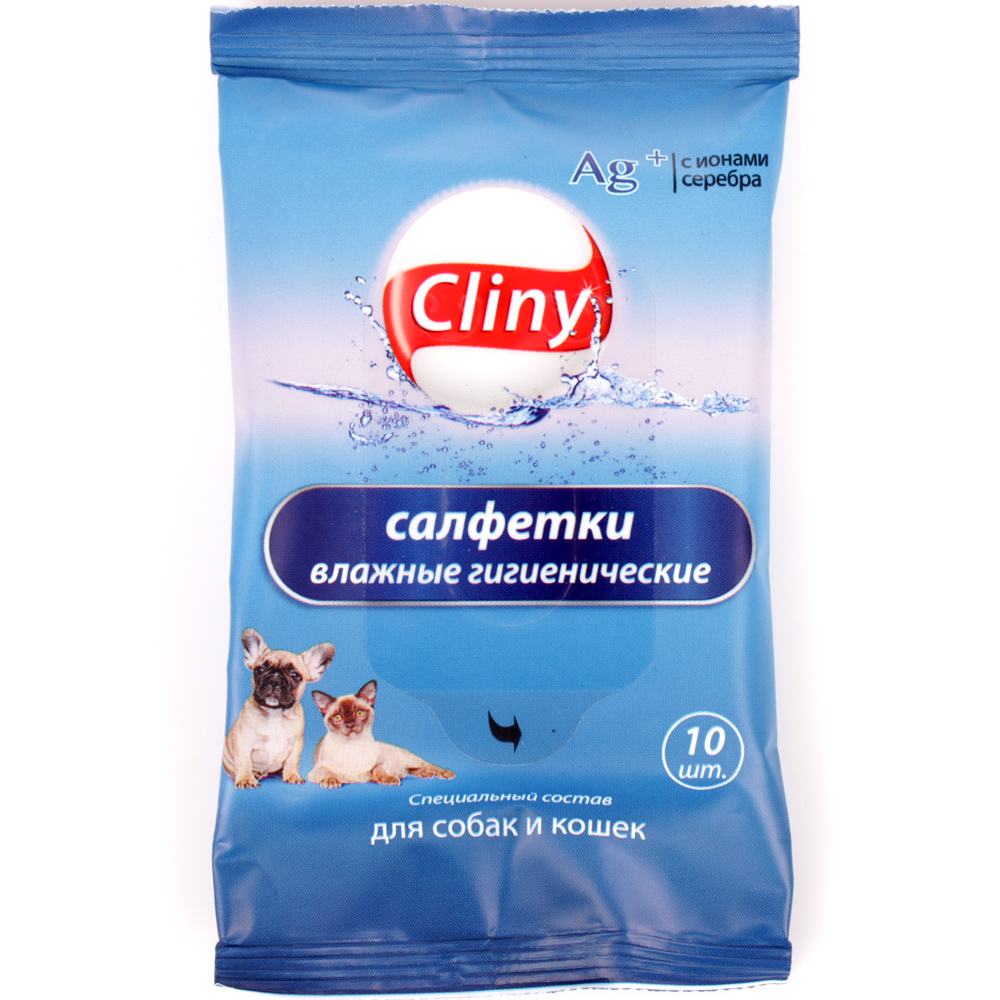 Cliny Влажные гигиенические салфетки для кошек, 10 шт