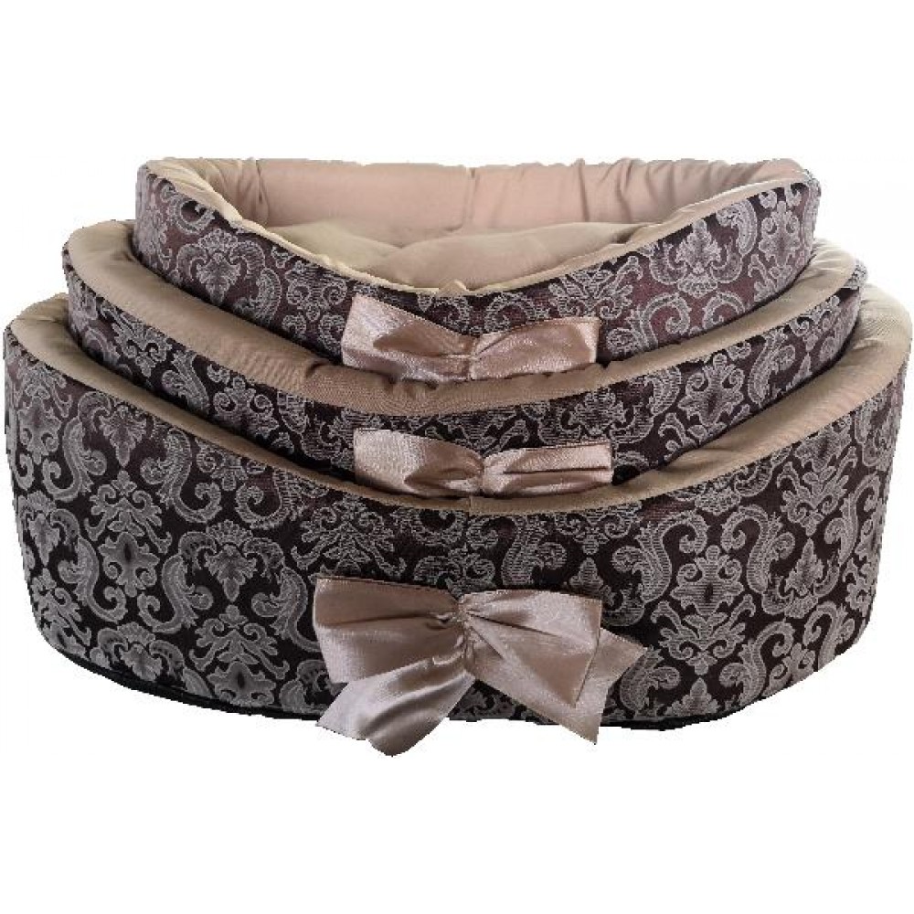 Лежанка для кошек овальная ДиАнКари, коричневые узоры, разные размеры Лежанка для кошек овальная ДиАнКари, коричневые узоры, разные размеры