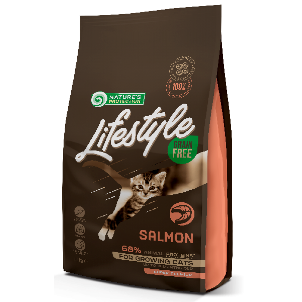 Nature's Protection Lifestyle Salmon Kitten беззерновой корм для котят с лососем Nature's Protection Lifestyle Salmon Kitten беззерновой корм для котят с лососем