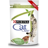 Cat Chow-влажный корм для стерилизованных кошек кусочки в соусе с ягненком 85 гр