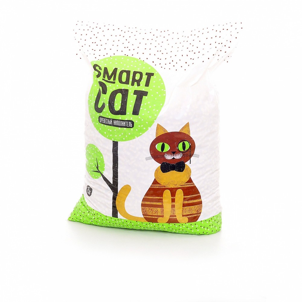 Smart Cat - впитывающий древесный наполнитель для кошек, без запаха Smart Cat - впитывающий древесный наполнитель для кошек, без запаха