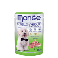 MONGE GRILL POUCH LAMB/VEGET - Влажный корм (пауч) для собак с кусочками ягненка и овощами (100 г)