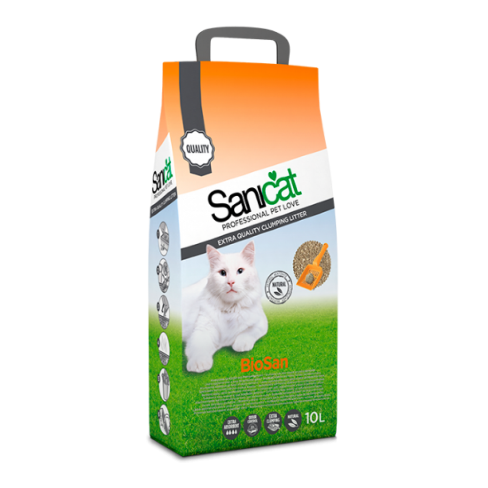 Sanicat Biosan - комкующийся наполнитель для кошек с приятным легким ароматом из бентонита Sanicat Biosan - комкующийся наполнитель для кошек с приятным легким ароматом из бентонита