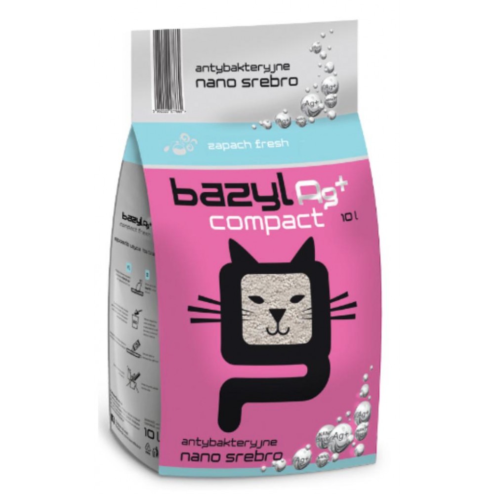 BAZYL Compact Fresh наполнитель для кота комкующийся с ионами серебра из бентонита BAZYL Compact Fresh наполнитель для кота комкующийся с ионами серебра из бентонита