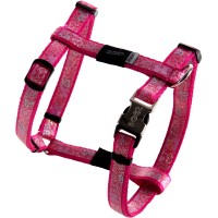 Rogz шлейка для собак полиэстер Trendy М, расцветка Pink Bones 1,6 см.*40-70 см. (арт. RSJ523K)