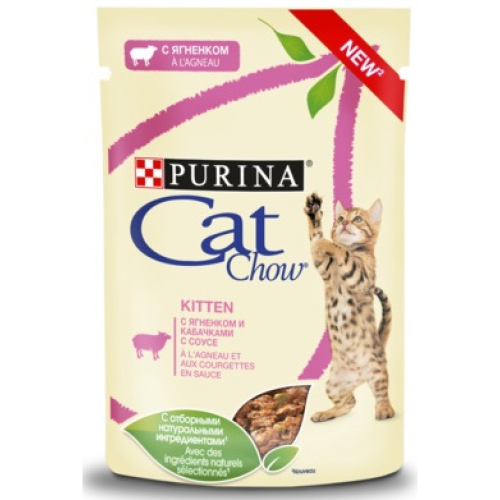 Cat Chow-пауч корм для котят кусочки в соусе с ягнёнком и кабачком 85 гр. Cat Chow-пауч корм для котят кусочки в соусе с ягнёнком и кабачком 85 гр.