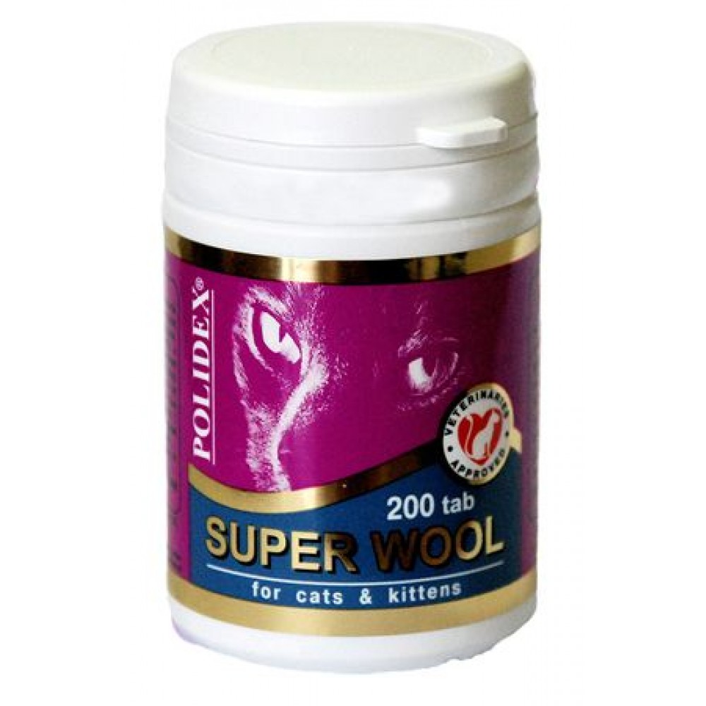 Полидекс 200 Super Wool - витамины для кошек улучшает рост шерсти Полидекс 200 Super Wool - витамины для кошек улучшает рост шерсти