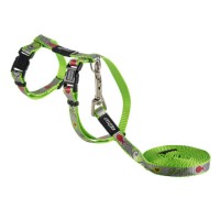 Rogz Шлейка + поводок полиэстер, ReflectoCat XS расцвет Lime Fish 1,8 м.*19,8-30 см.. (арт. RCLJ240L)