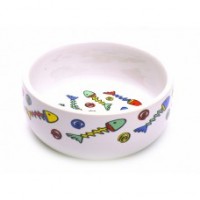 Beeztees Миска фарфоровая для кошки с изображением рыб 0,3л*11 см (арт. ВЕТ651052)