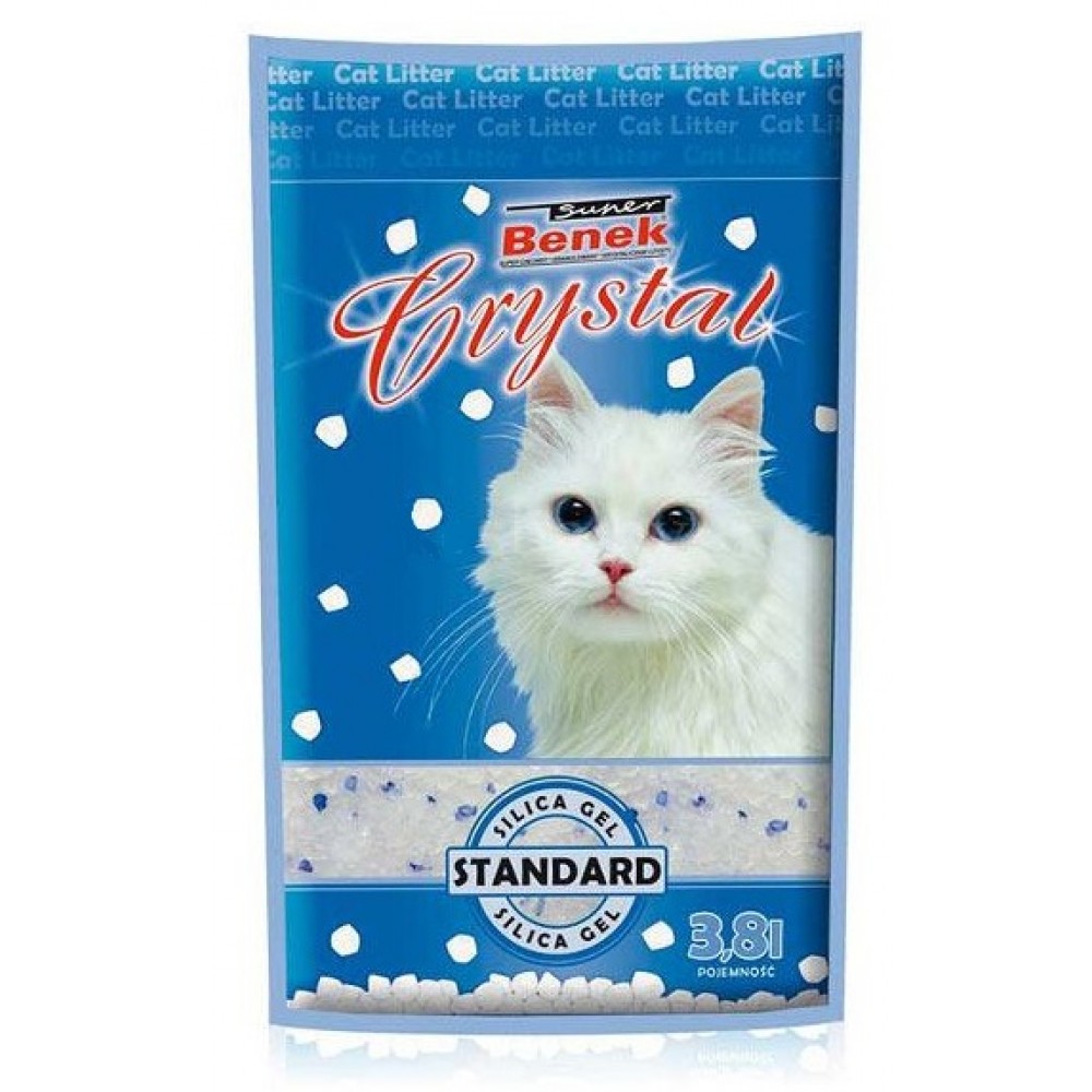 Super Benek Crystal Standart - наполнитель для кошек силикагелевый впитывающий Super Benek Crystal Standart - наполнитель для кошек силикагелевый впитывающий