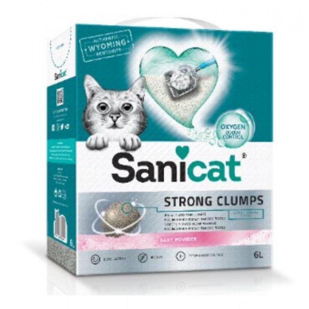 Sanicat Strong Clumps Baby Powder комкующийся наполнитель для кошачьего туалета из бентонита Sanicat Strong Clumps Baby Powder комкующийся наполнитель для кошачьего туалета из бентонита