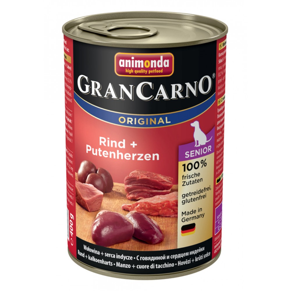 GranCarno Original Adult - консервы для собак с говядиной и сердцем утки (400 г)