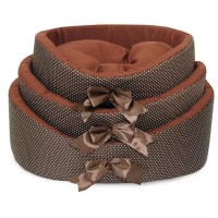 Лежанка овальная коричневая в горошек для кошек, ДиАнКари разные размеры