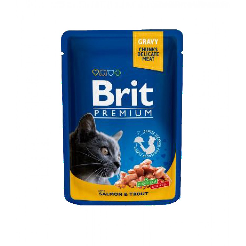 Brit Пауч (пресервы) для кошек Salmon & Trout Лосось и форель Brit Пауч (пресервы) для кошек Salmon & Trout Лосось и форель