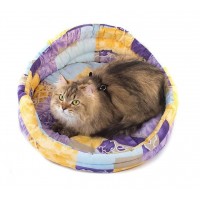 Лежак круглый стёганый Дарэлл с подушкой для кошек, 70*70*22 см. (хлопок цветной, периотек) (арт. 9134)