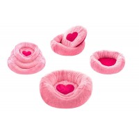 Redplastic Лежак ZooM круглый пухлый NORKA с подуш для кошек (розпушмех + малинвелюрмех с/пух + периотек)