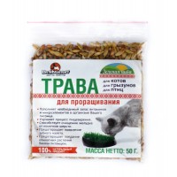 Dr.Hvostoff трава для проращивания Зеленая нива для котов, грызунов и птиц, 50 г