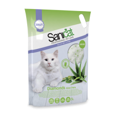 Sanicat Professional Diamonds Aloe Vera - впитывающий силикагелевый наполнитель с запахом алоэ вера Sanicat Professional Diamonds Aloe Vera - впитывающий силикагелевый наполнитель с запахом алоэ вера