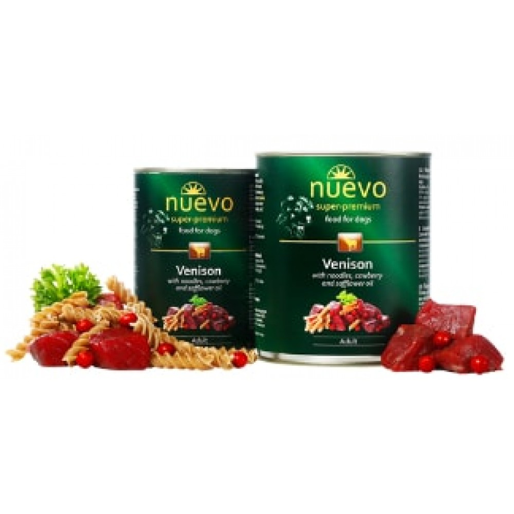 Nuevo консервы для собак с олениной, лапшой, брусникой Nuevo консервы для собак с олениной, лапшой, брусникой