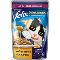 Felix Sensations - паучи для кошек с уткой в соусе с морковью, 85 гр.