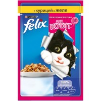 Felix Аппетитные кусочки - влажный корм для котят с курицей в желе (85 г)