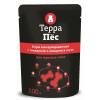 Терра Пес - корм влажный для собак с говядиной и овощами в соусе, 100 гр
