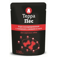 Терра Пес - корм влажный для собак с говядиной и овощами в соусе, 100 гр Терра Пес - корм влажный для собак с говядиной и овощами в соусе, 100 гр