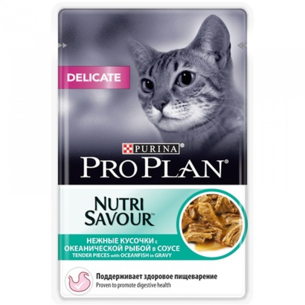 Pro Plan Nutri Savour Delicate Cat - консервы с рыбой в соусе для кошек (пауч 85 гр) Pro Plan Nutri Savour Delicate Cat - консервы с рыбой в соусе для кошек (пауч 85 гр)
