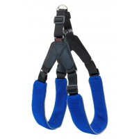 Шлейка текстильная 3х-слойная ZooM серия АРИЯ, натуральная кожа+3D-сетка, синяя