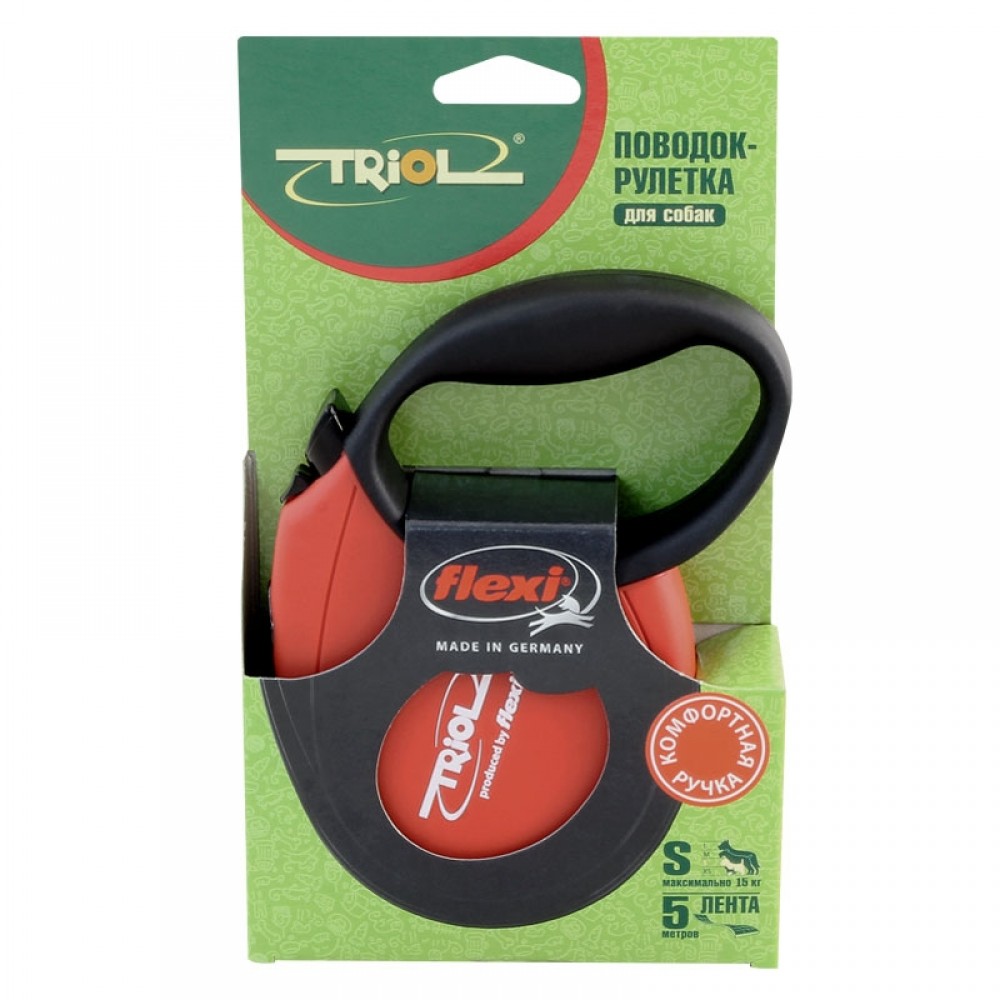 Triol поводок-рулетка Standard Soft от Flexi Red S 5 м до 15 кг, лента (арт. ТР11101002) Triol поводок-рулетка Standard Soft от Flexi Red S 5 м до 15 кг, лента (арт. ТР11101002)