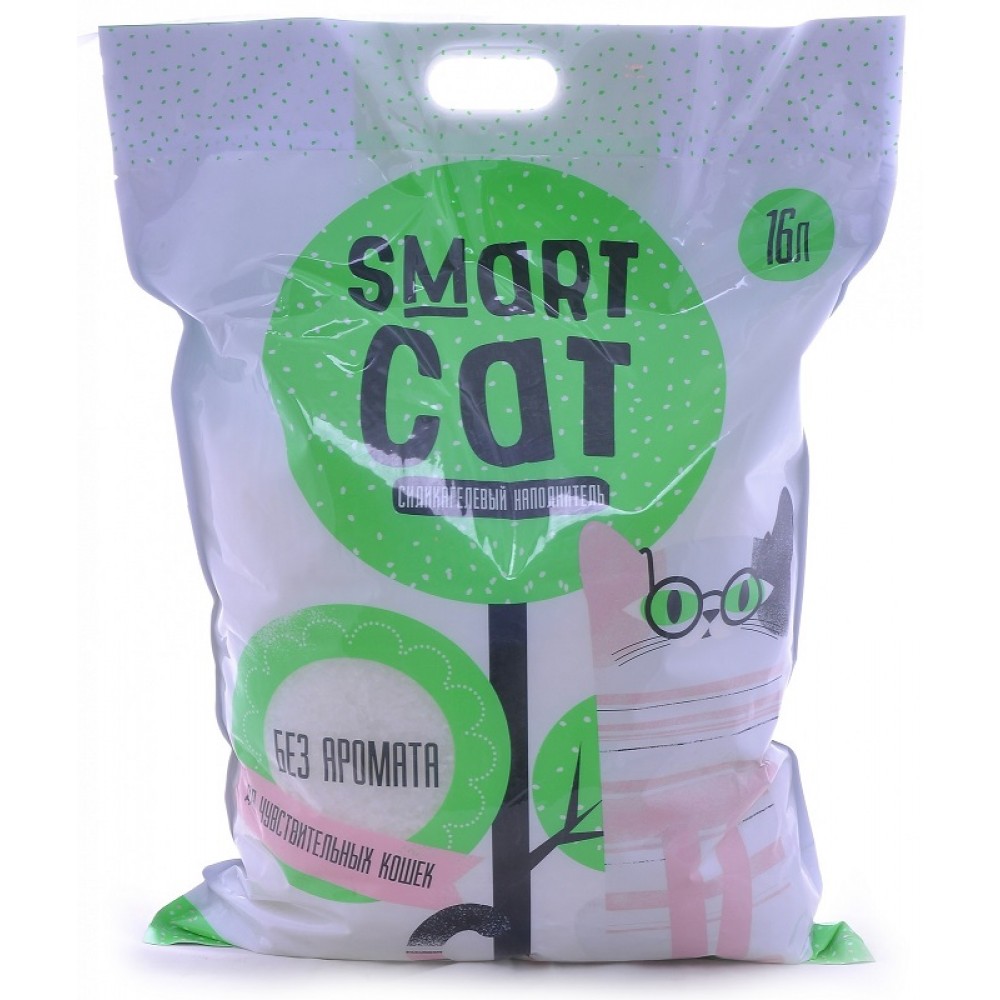 Smart Cat - силикагелевый наполнитель для чувствительных кошек без аромата впитывающий Smart Cat - силикагелевый наполнитель для чувствительных кошек без аромата впитывающий