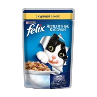 Felix Аппетитные кусочки - корм влажный для кошек с курицей в желе (85 гр.)